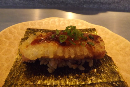 アナゴ天ぷらの手巻き